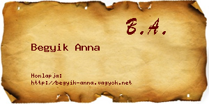 Begyik Anna névjegykártya